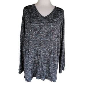 Chico's Heathered Space Dye Long Sleeve Scoop Neck Sweater Size 2 Large